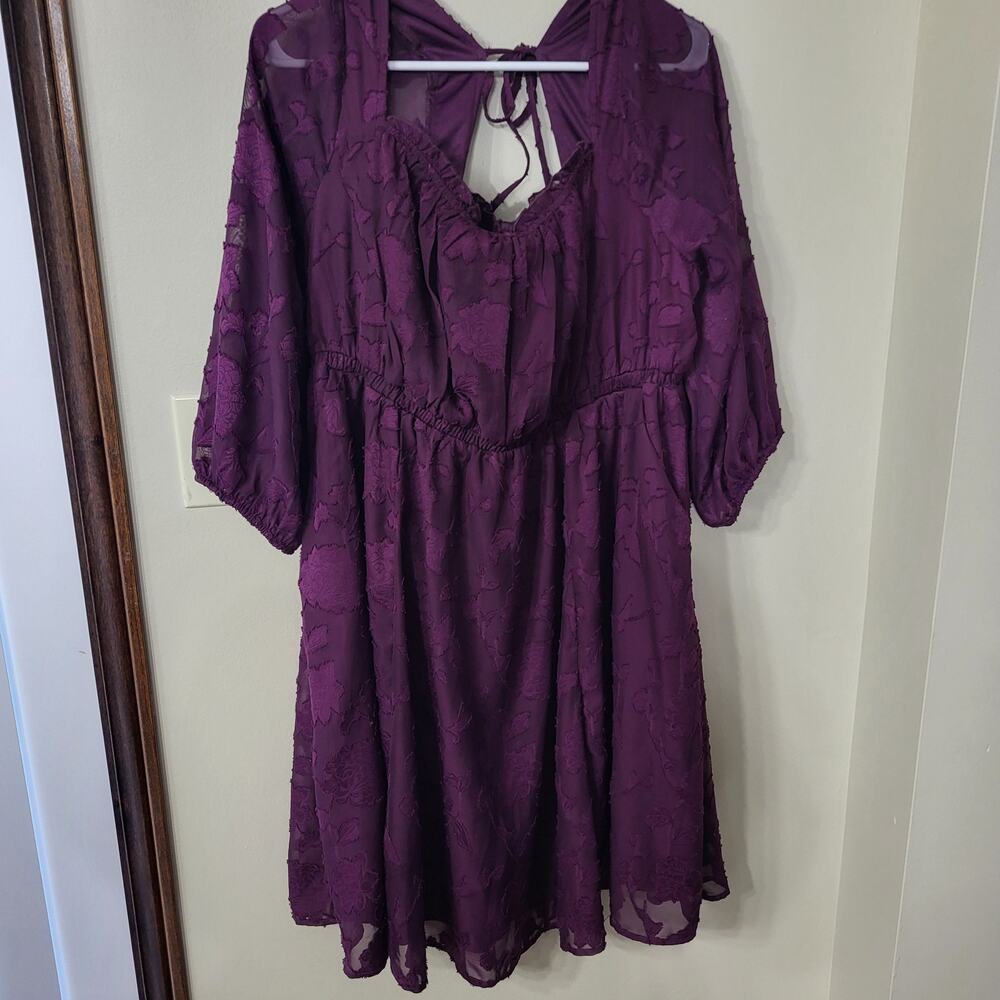 Torrid Size 1 14/16 Purple Floral Lace Boho Peasant Dress